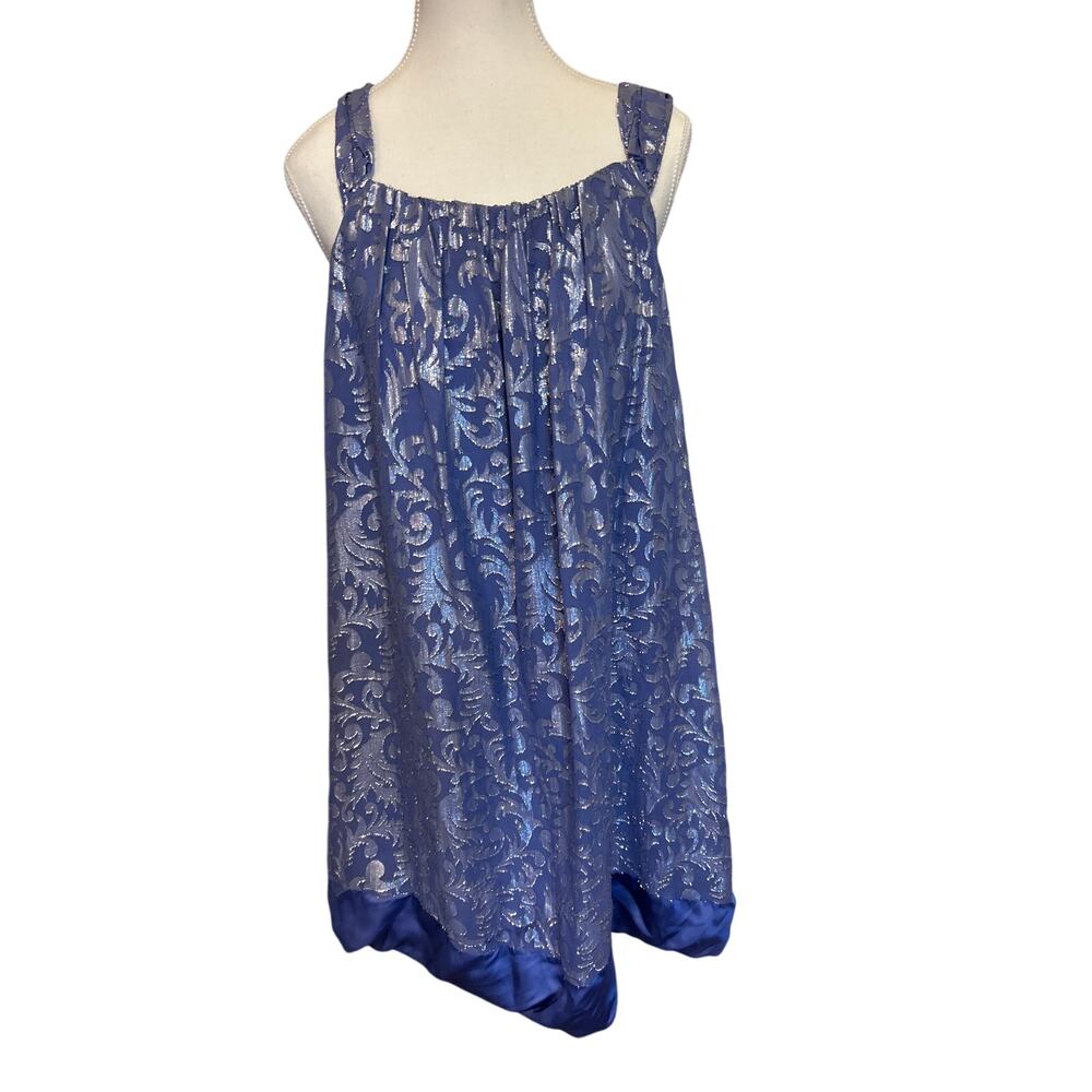 Nicole Miller Collection |  Silk Blend Lilac Paisley Bubble Hem Dress | 4